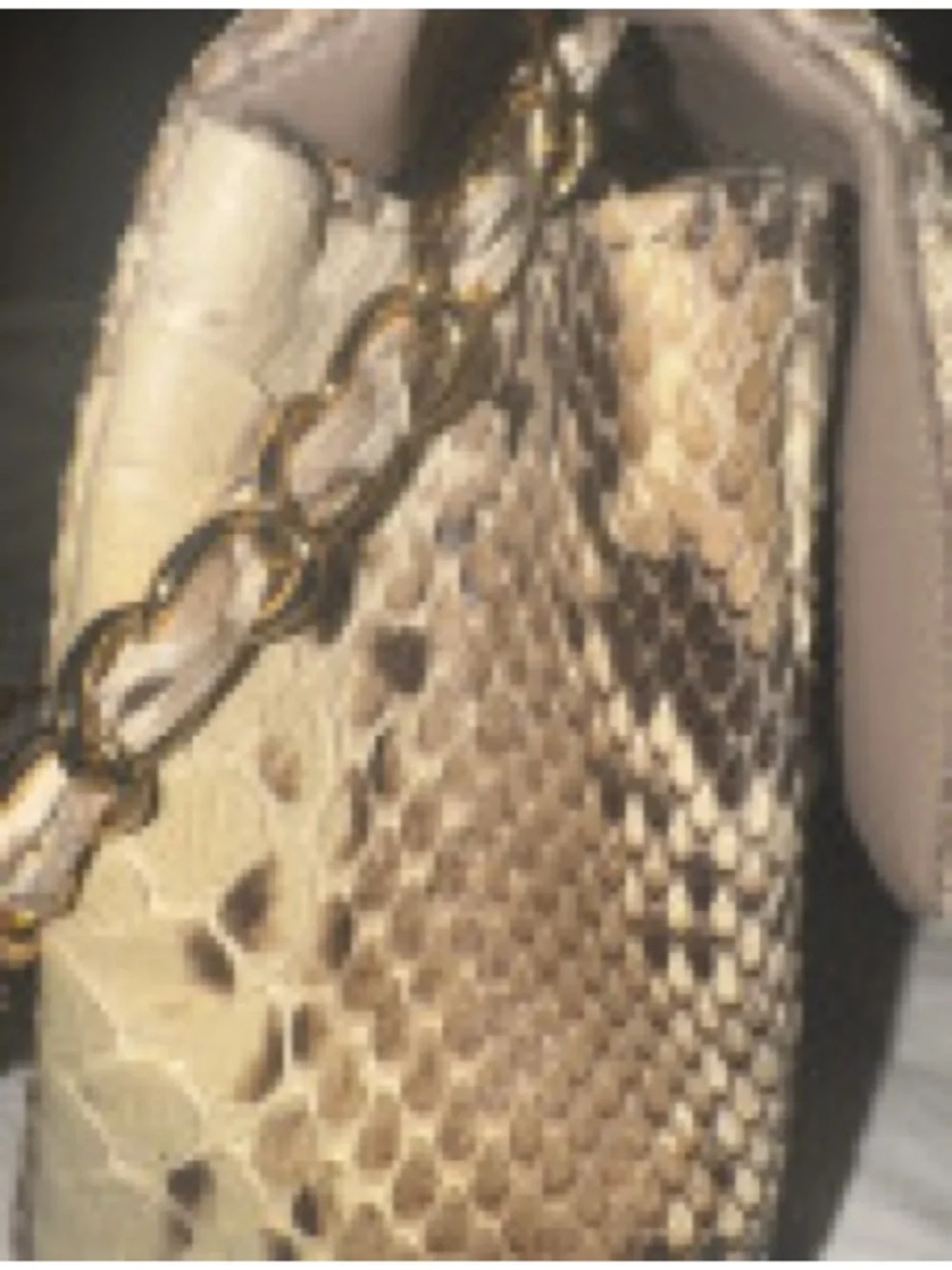 CHANEL Gold-Tone Python-Effect Quilted Shoulder Bag